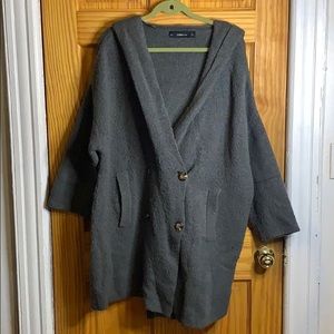 Long Cardigan Coat Hybrid Knit Size L